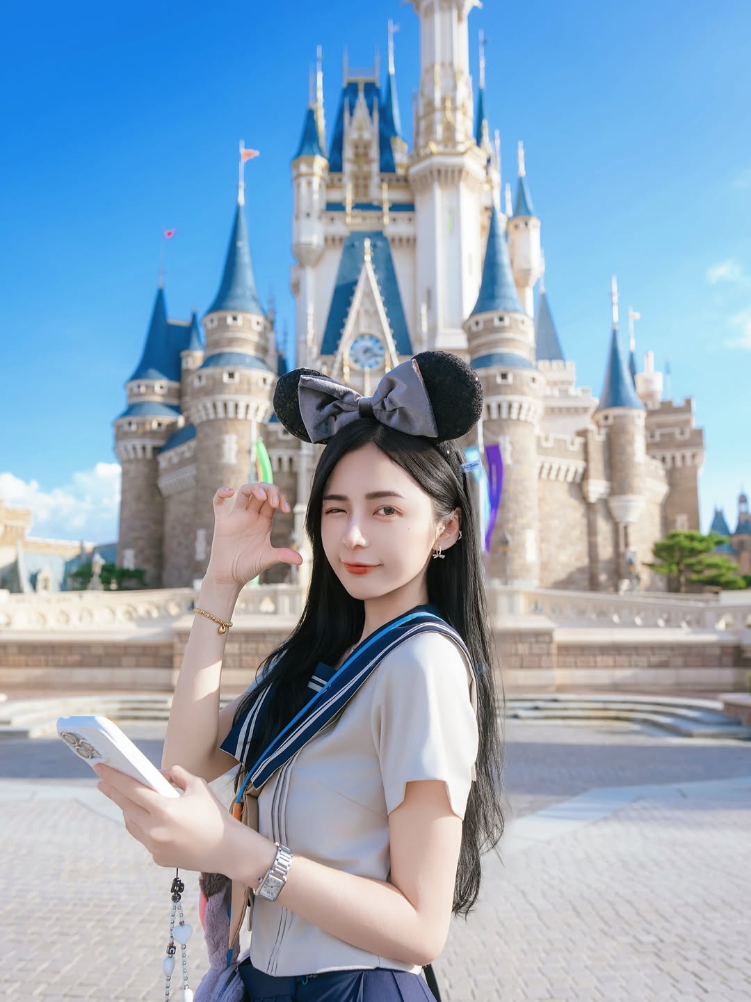 【正妹】辰辰JK制服写真，清纯笑容在东京迪士尼！