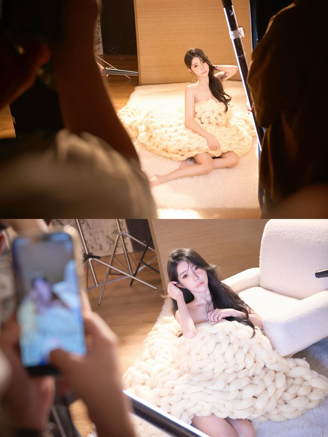 【正妹】茵茵毛毯裙写真，性感的样子还露出引人遐想！