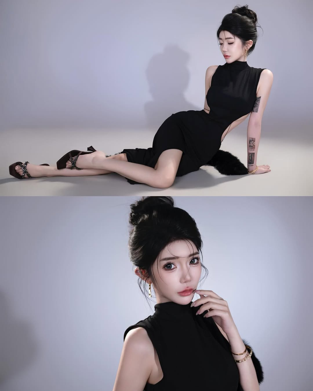 【正妹】茵茵模特黑色露背连衣裙写真，气质与魅力展露无遗！