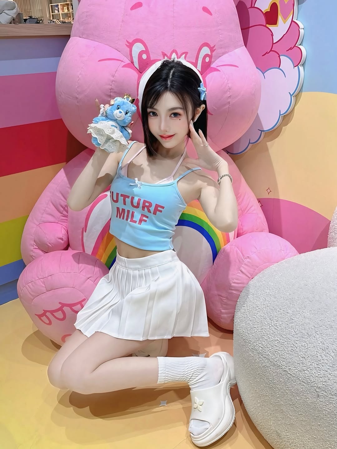 【正妹】林莹的百褶裙娃娃店打卡记，蓝色甜梦！