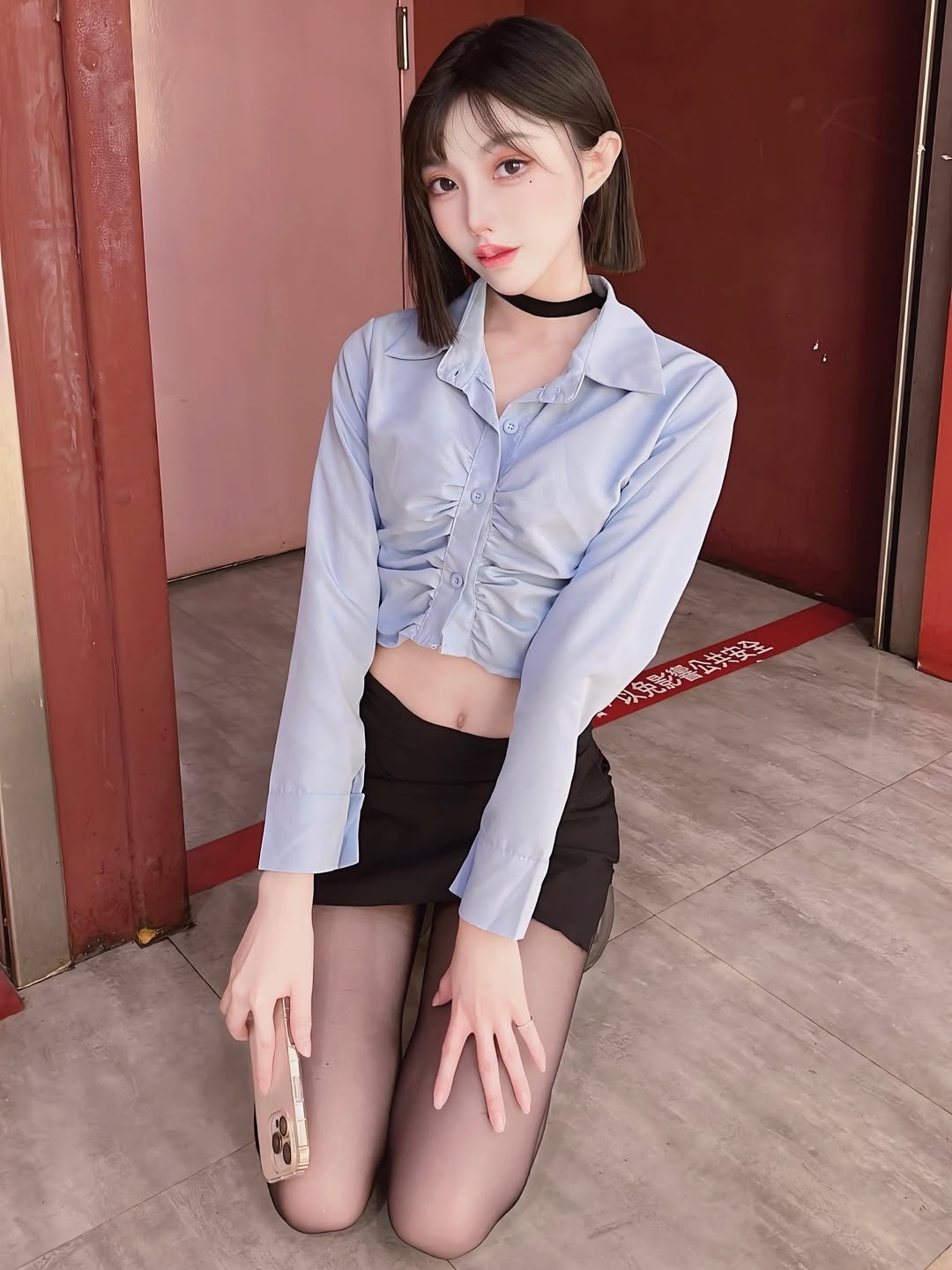 【正妹】林莹黑丝大长腿自拍，简洁却强烈的视觉冲击！