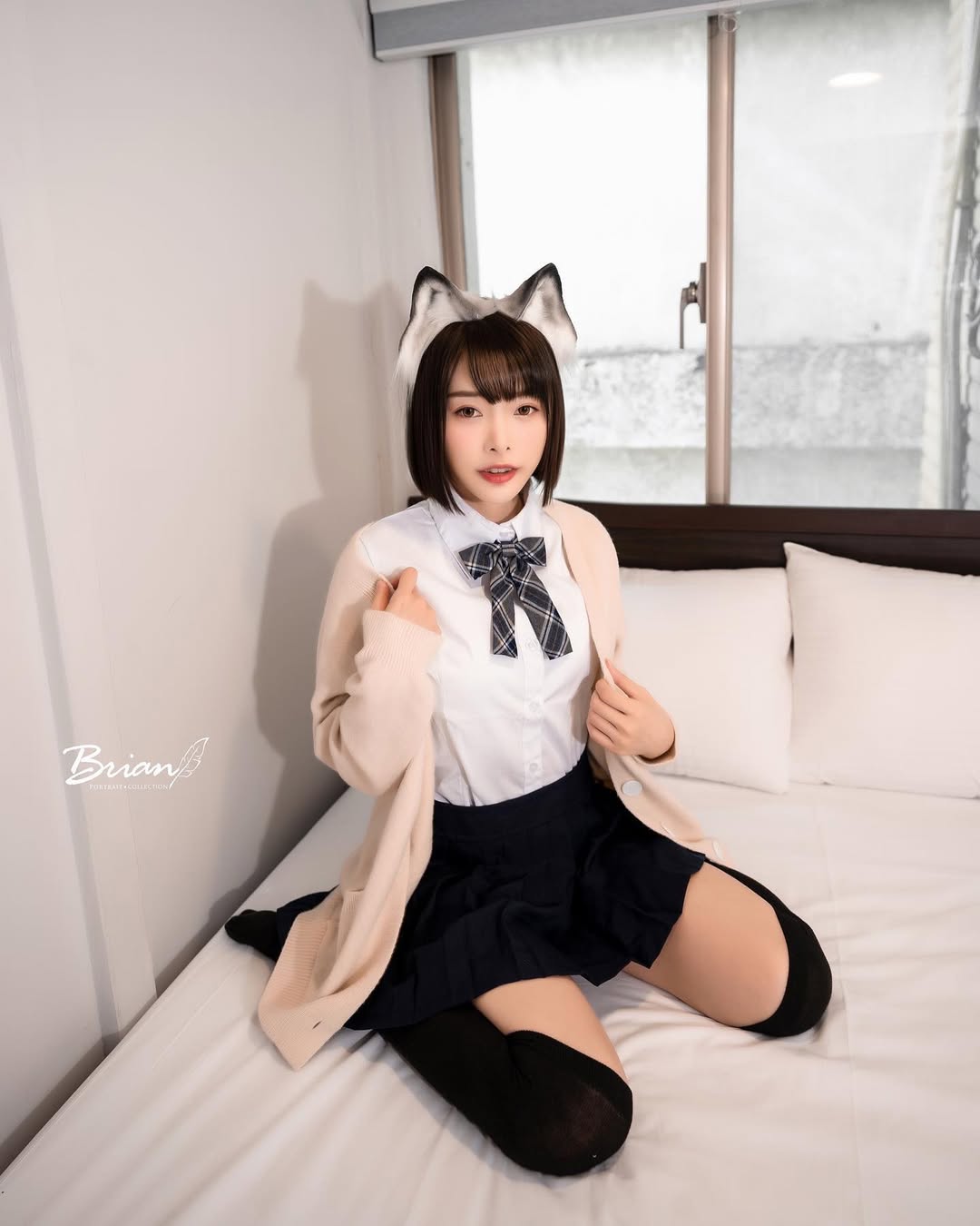 【正妹】莉雅Lia的黑丝JK制服，萌动心弦的第一印象！
