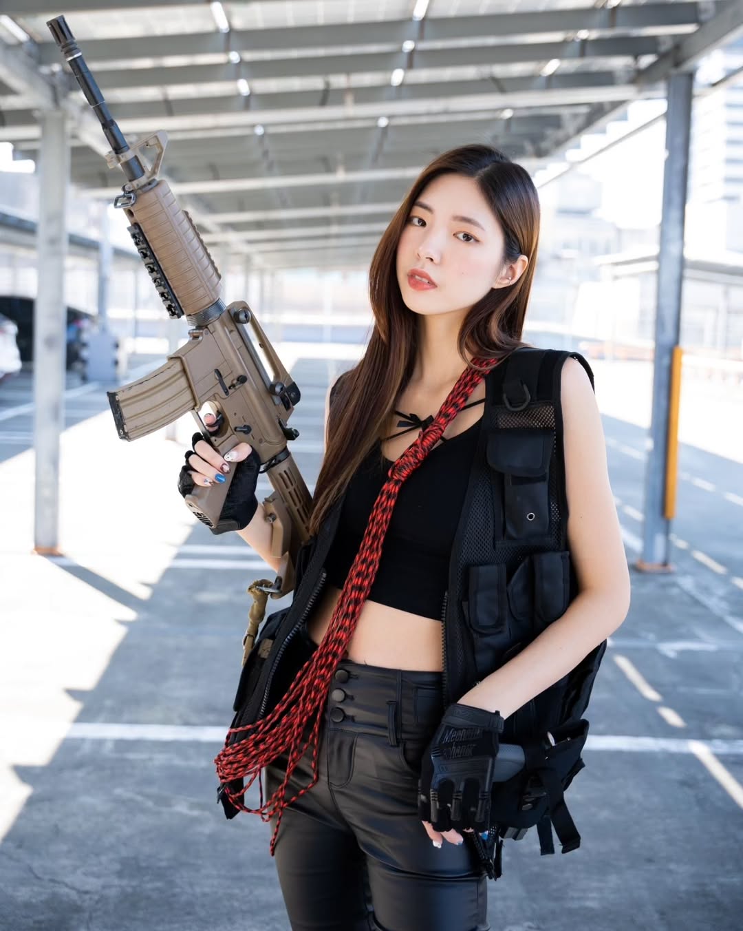 【正妹】溜溜铁血武装少女写真，街头英姿飒爽！