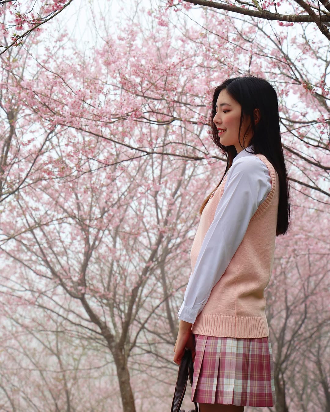 【正妹】溜溜JK制服樱花树下超美,裙摆在微风中轻轻摇曳!